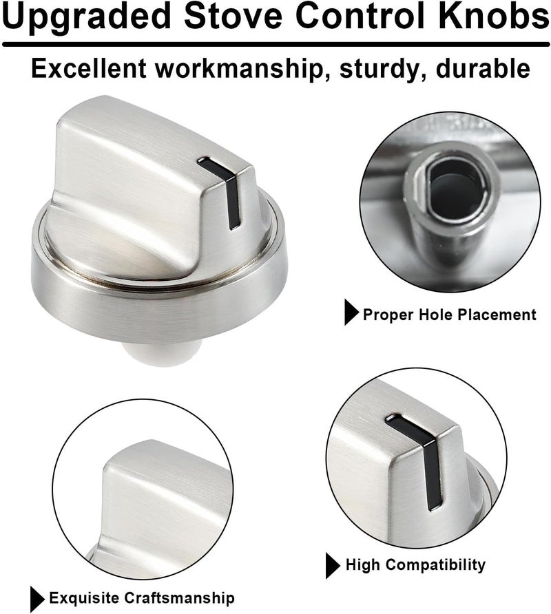 Gesleben 5Pcs Upgraded WB03X29300 Gas Stove Knobs for GE Range Surface Burner Knob, Gas Range Knobs Replacements for JGP3030SL1SS JGP3030SL2SS Cooktop Knob Replace for GE Part Number AP6301265 4585904 - Image 5